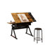 Bureau réglable pour bureau à domicile avec 2 tiroirs et tabouret, bureau inclinable de 0 à 75 po, noir et métal, bureau avec espace de rangement profuse, tiroirs et beaucoup d'autres