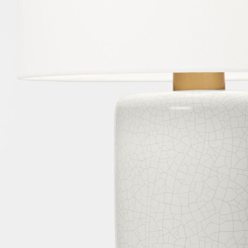 Shanghai LED Table Lamp, White Crackle