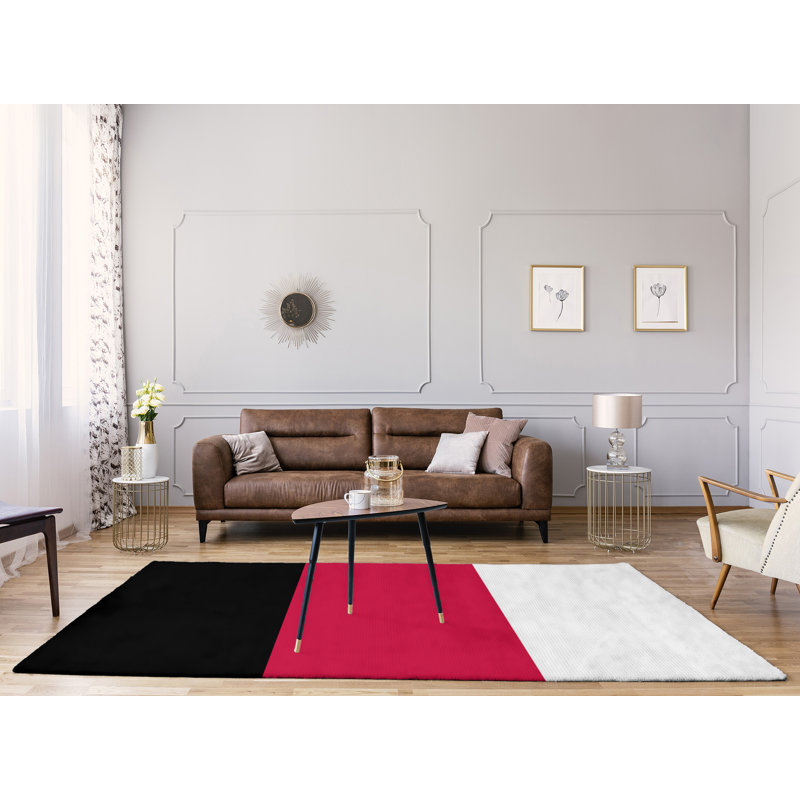 Tapis noir/rouge rayé, Rectangle 9 pi x 12 pi