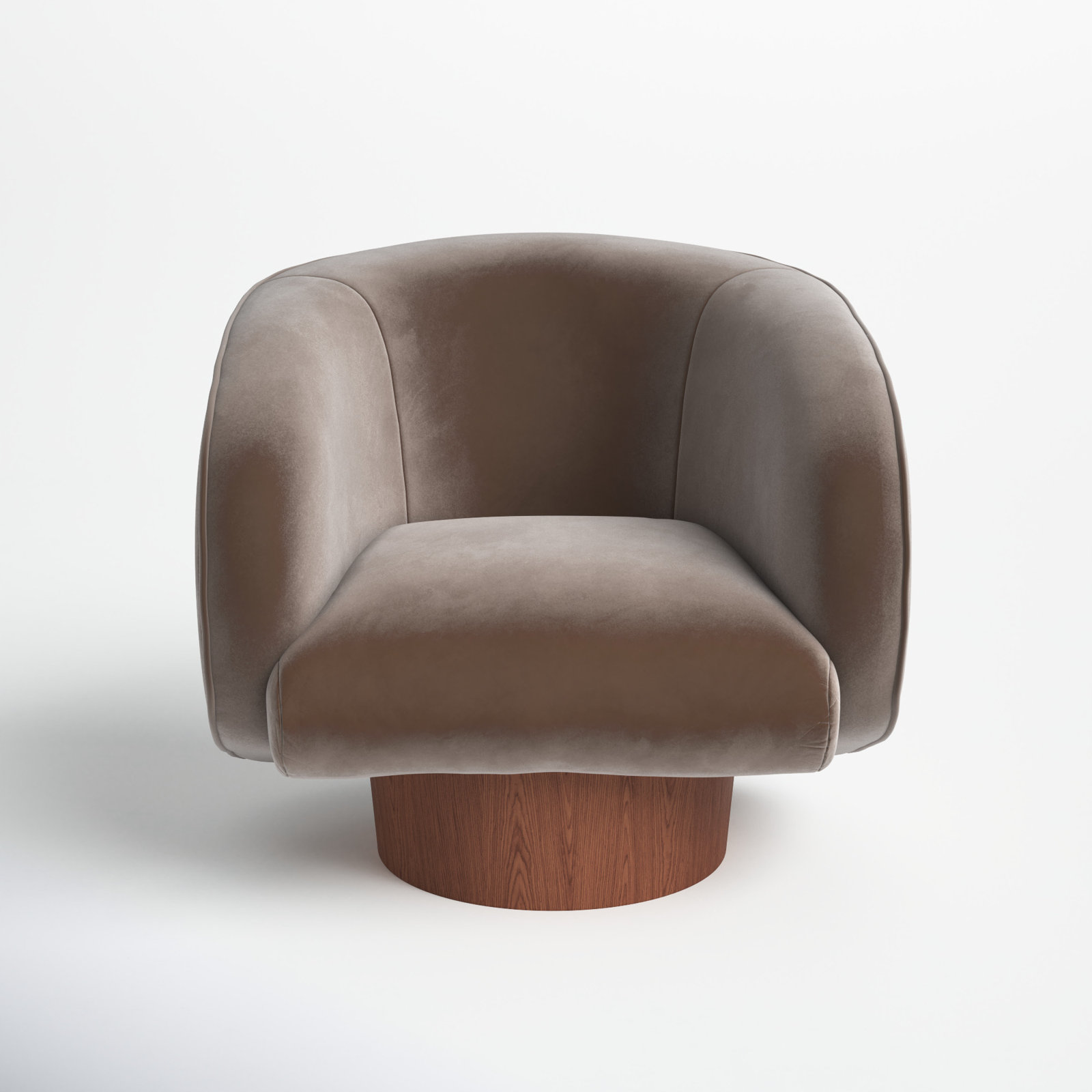 Nadine Upholstered Swivel Barrel Chair, Grey, Brown