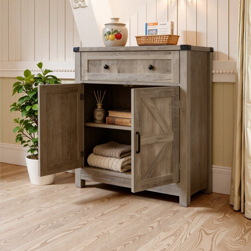 Armoire de rangement Compact Farmhouse, Gris clair