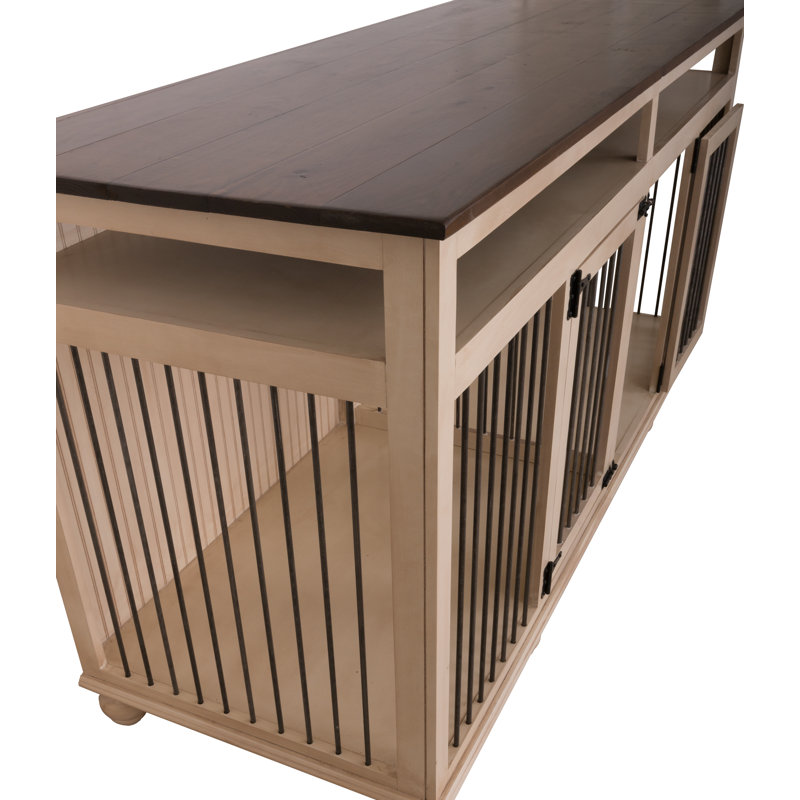 Alethea Wood Furniture Style Crate with 2 Doors, European Ivory/Caribbean Rum
