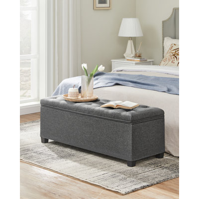 Rosabell 110 cm W Linen Rectangle Cube Ottoman with Storage