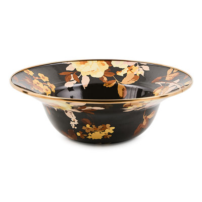 Mocha Check Wild Rose Brown Serving Bowl