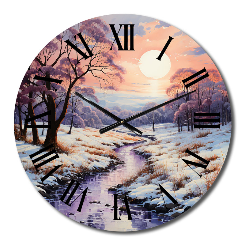 Horloge murale White Fushia Winter Sunrise II, Moyenne