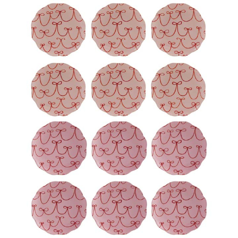 Scalloped Stoneware Plate With Artisan Bow Motif