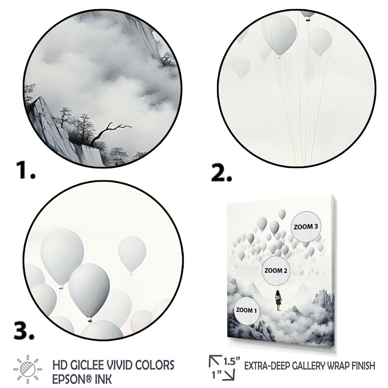 «Gray Sky Is The Limit Motivational Landscape III - Motivation», art mural, Cadre photo noir simple