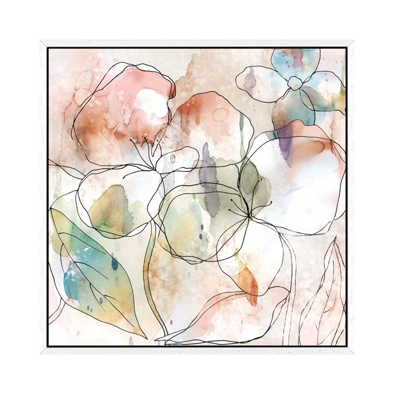 Floral Flow I by Carol Robinson - Painting on Canvas, 93.98 cm H x 93.98 cm W, White Framed Canvas