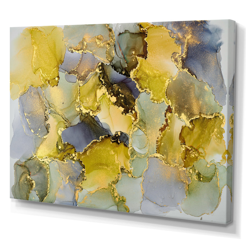 " Green Luxury Abstract Fluid Art V ", 40" H x 60" W x 1.5" D, Wrapped Canvas