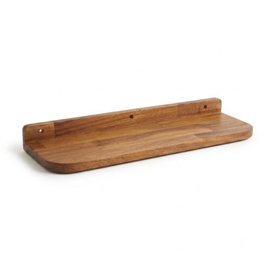 Tablette flottante simple en bois d'acacia massif, fixation murale - chocolat chaud