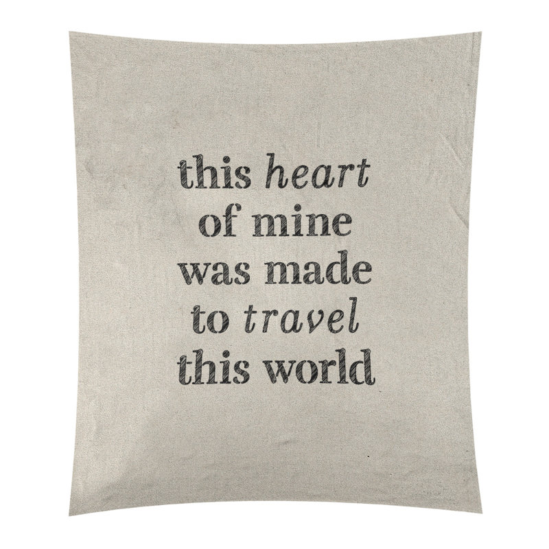 Tapisserie de polyester, voyage d’amour, H 80 po x l 68 po, Blanc / Noir