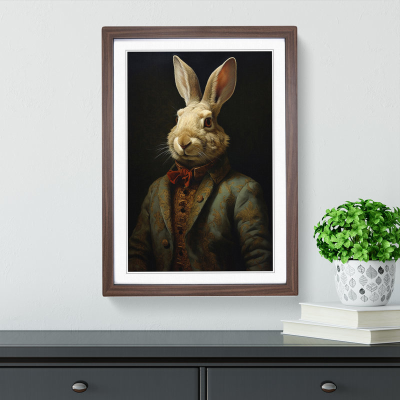 Rabbit Renaissance - Framed Print, 34cm H x 25cm W x 2cm D, Walnut 
