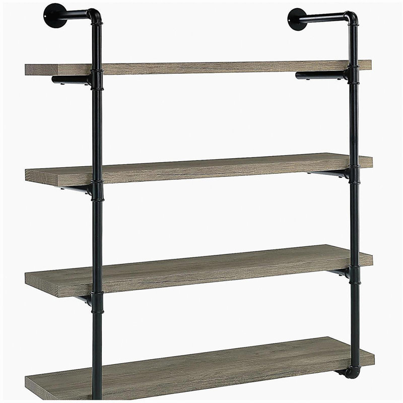 Black Grey Driftwood Four-layer Wall-mounted Rack