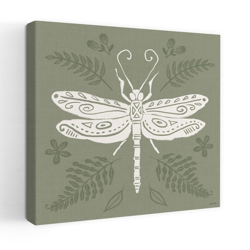 Bugs and Botanicals V, art contemporain de libellule, H 18 po x l 18 po
