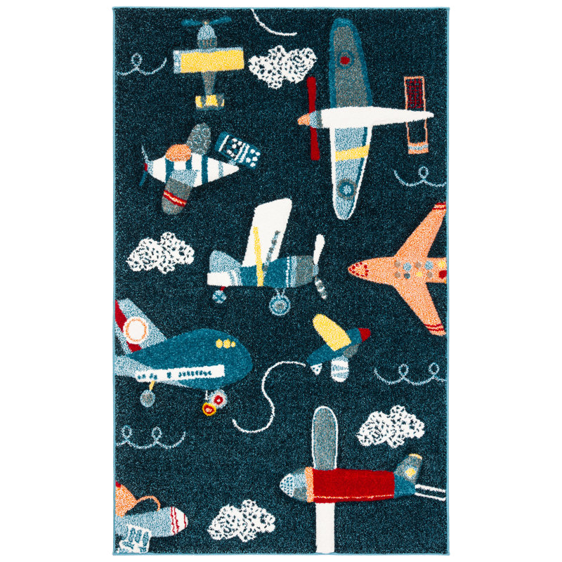 Tapis bleu marine / ivoire Glantz, Rectangle 2 pi x 3 pi