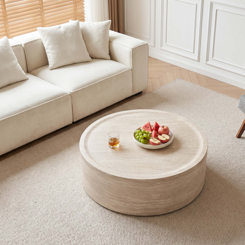 Table ronde ronde avec plateau en faux marbre, conception moderne entièrement assemblée pour le salon ou l'espace de bureau.