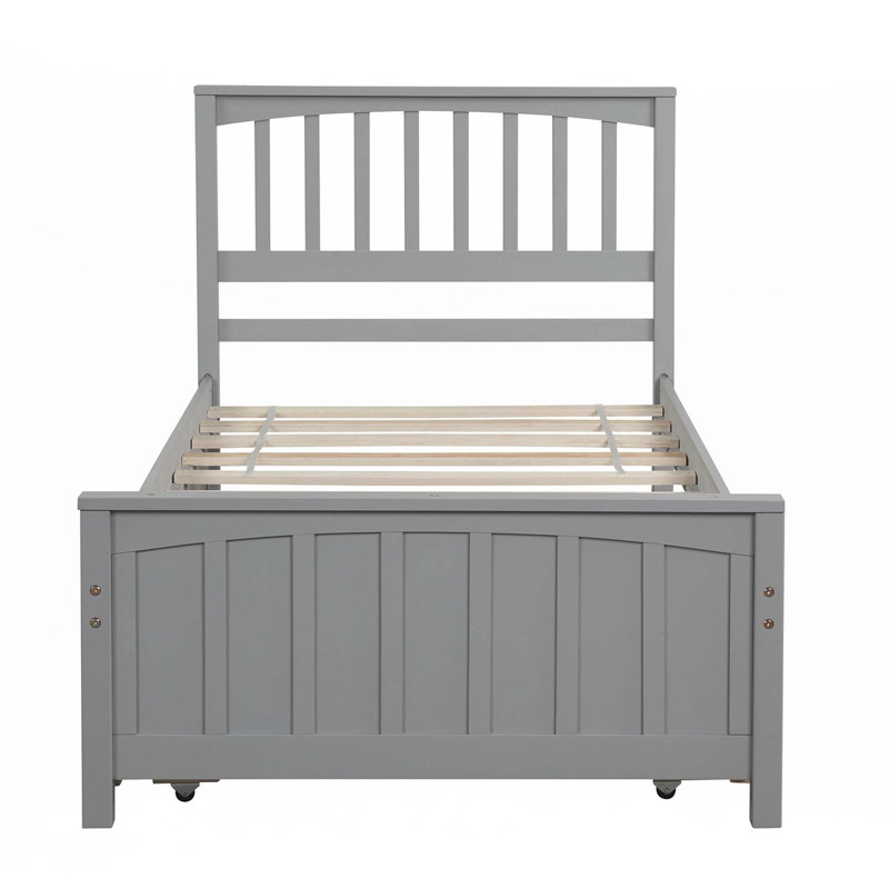 Lit plateforme simple avec lit gigogne, Gris