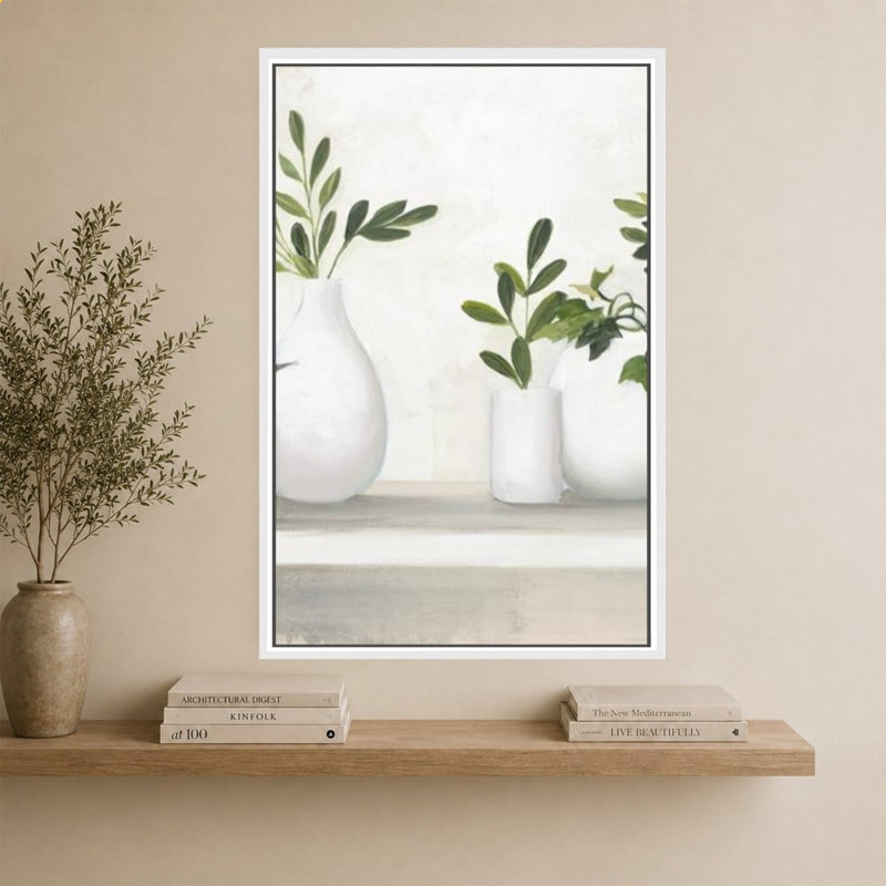 «Plant Life» par Julia Purinton, impression sur toile, H 64 po x l 44 po, Blanc