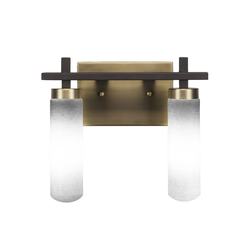 Salinda 2 Light Bath Bar, Espresso/Brass, White Muslin