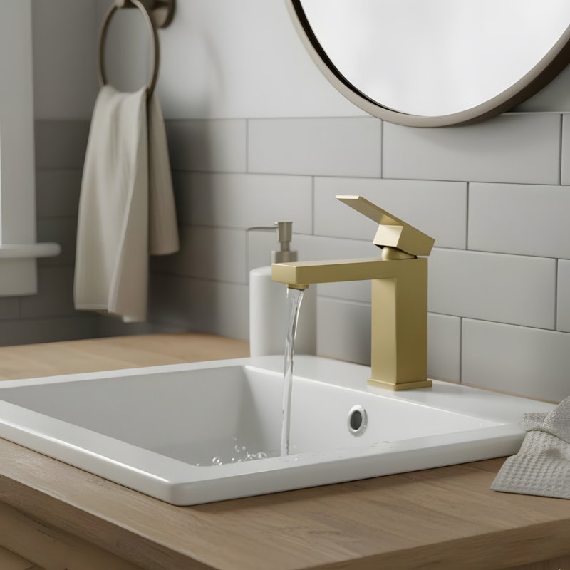 Modern Bathroom Sink Faucet with Single Handle, Brushed Gold
