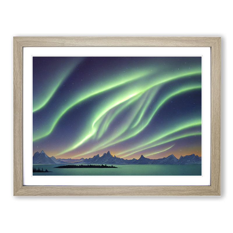 Illuminated Northern Lights - Framed Print, 34cm H x 46cm W, Grey