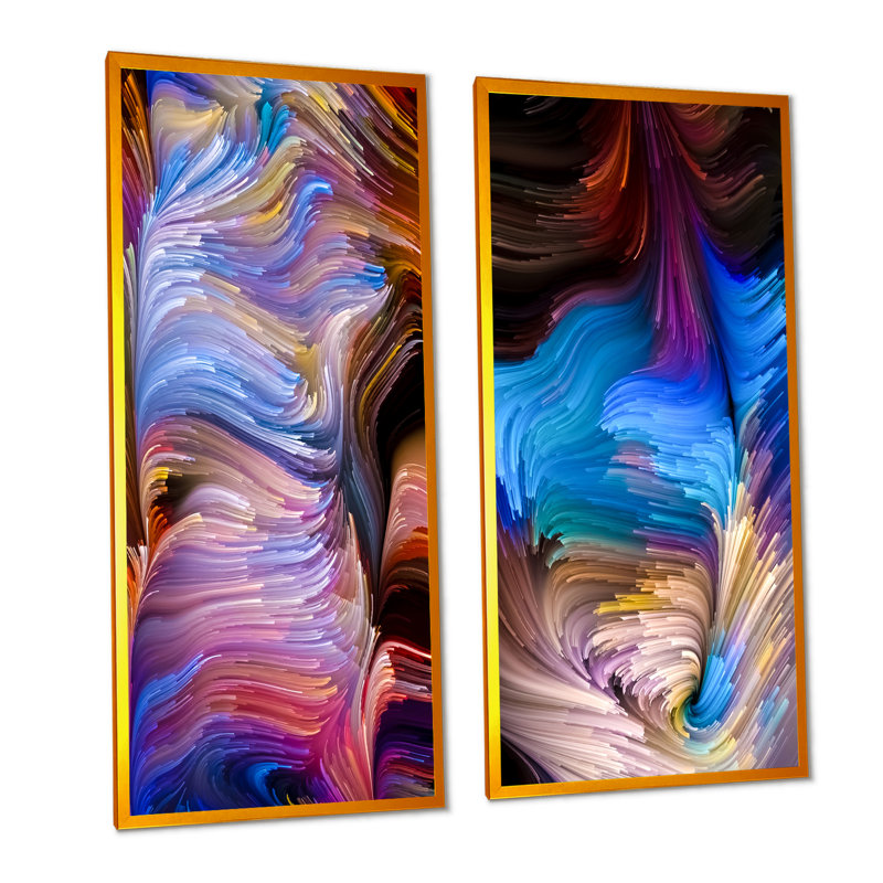 Elegance of Liquide Art - Ensemble de 2 photographies sur toile, H 20 po x l 24 po x P 1 po, Cadre photo doré