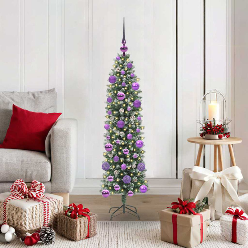 Artificial Slim Christmas Tree, Purple, 3.94' H