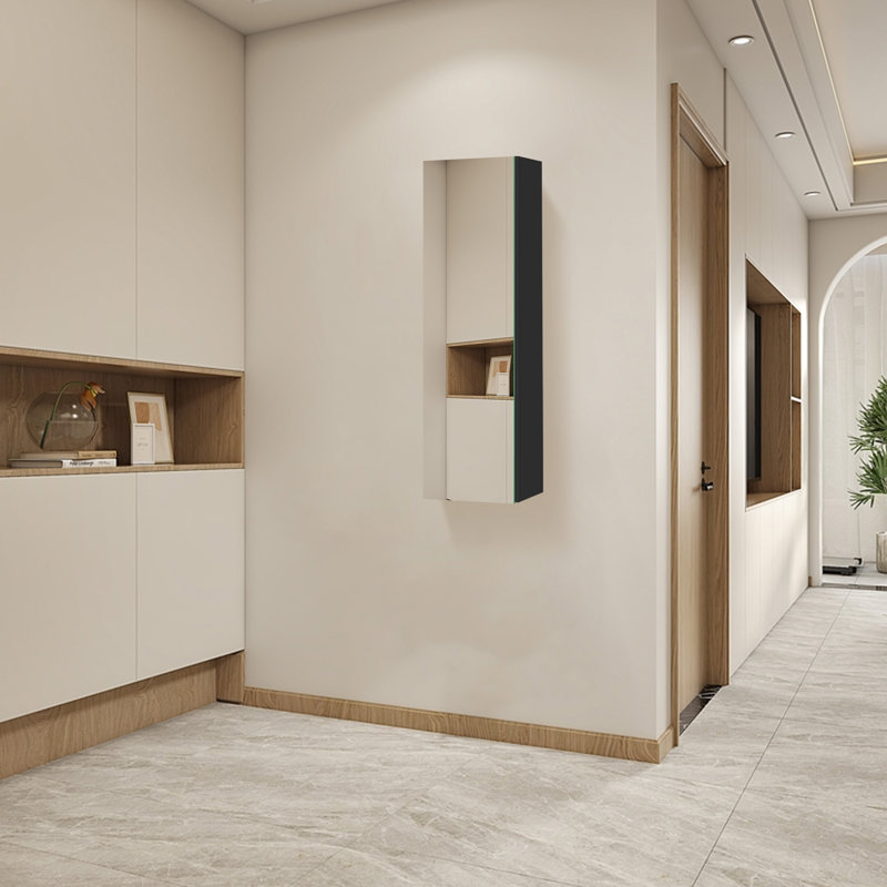 10" W 30" H Surface Mount Frameless Medicine Cabinet with Mirror and 2 Adjustable Shelves, Right