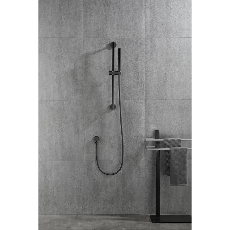 Handheld Shower With 59-Inch Hose And 28-Inch Slide Bar - Height Adjustable, Nozzles Robust Stainless Steel Matte Black Appearance Adjustable Head Look