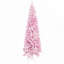 Arbre de Noël artificiel enneigé 7,5 pi de hauteur avec crayon mince et branches roses réalistes, facile à assembler et à ranger