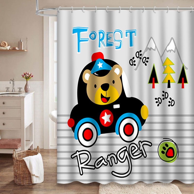 Rideau de douche avec 12 crochets Forest, L 72 po x l 84 po