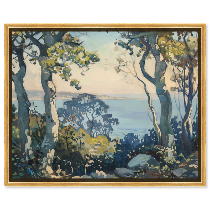Forest On The Shoreline Farmhouse Wall Art by Art Remedy, Gold Framed, 37" H x 46" W