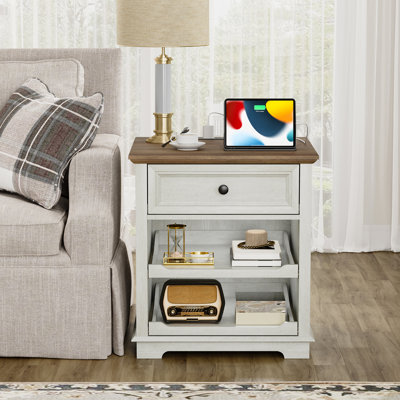 Monrovia 1 - Drawer Tray End Tables With Storage and Built-In Outlets