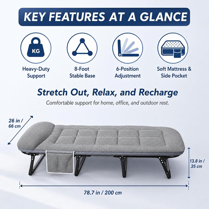 Adjustable Folding Office Camping Bed Lounge