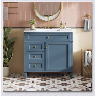 Meuble-lavabo moderne de 36 pouces avec lavabo supérieur, rangement spacieux et conception élégante pour une fonctionnalité accrue