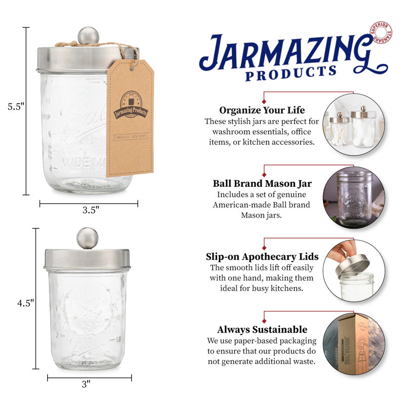 Stainless Steel and Glass Apothecary Jar Set