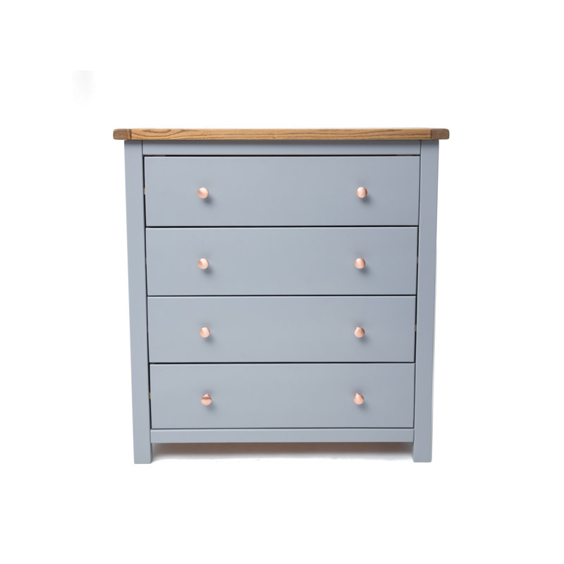 Dupree 90 cm W Chest of 4 Drawers, Grey/Copper