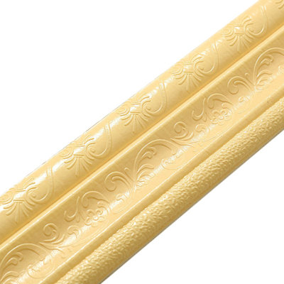 90.55" 3D Sticky Decorative Wall Lines Peel and Stick Wall Baseboard Trim for Home, Office, Hotel DIY Decor,Yellow