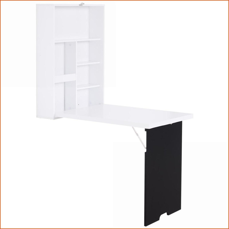 Bureaux, bureau flottant mural moderne pliable avec tablettes et amp; Tableau noir | Blanc | Panneau de fibres à densité moyenne