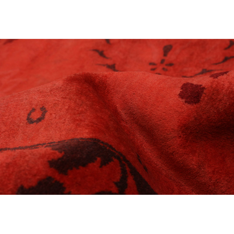 Tapis rouge unique noué à la main 10 pi 2 po x 13 pi 5 po