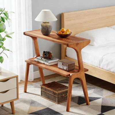 Table d'appoint de conception contemporaine, table de bout à 2 niveaux avec utilisation intelligente de l'espace et fabrication robuste pour les maisons modernes