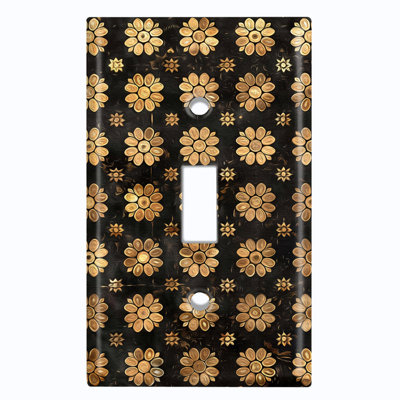Metal Light Switch Plate Cover; US Standard Size 1 Gang Toggle - Floral Emblems