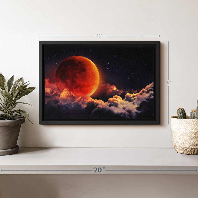 "Art mural lune rouge sang", H 9 po x l 13 po