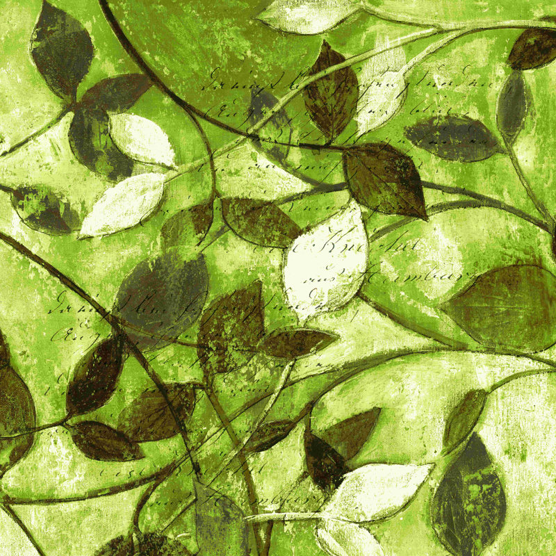 Les feuilles vertes 2 - peinture sur toile tendue, H 12 po x l 12 po