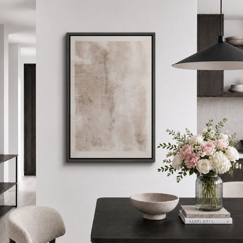 Neutral Minimalist Abstract Beige Wall Artwork, Modern Soft Tone Canvas Pictures, Framed Canvas Giclee Print Wall Art