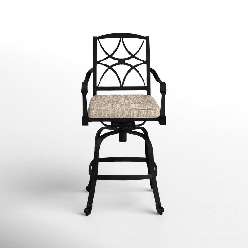 Tabouret de bar avec coussin Wiltshire, Chartres Malt Sunbrella®, Noir texturé, 30,25 po