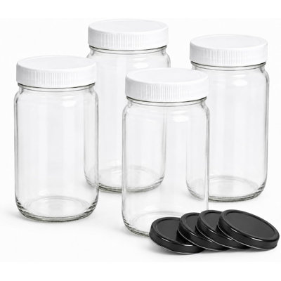 22 Oz, 4 Piece Glass Jars with Airtight Leakproof Lids – Reusable Containers for Jam, Honey, Spices, Sauces, Dry Storage, Candle Making & Gifting and Pantry