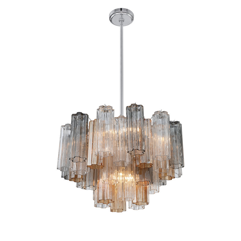 Lustre à niveaux Arras, Gris/Jaune, Chrome poli, H 14,25 po x l 22 po x P 22 po