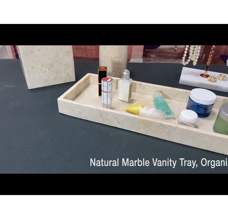 Elegant Freestanding Champagne Marble Bathroom Vanity Tray