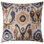 Coussin décoratif en velours de soie fait à la main Ikat - 20 x 20, design luxueux beige, bleu et brun avec insertions en duvet